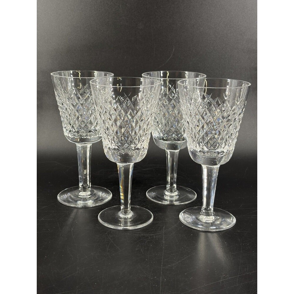 Vintage WATERFORD Crystal ALANA 5 5/8" White WINE GLASSES Set of 4
